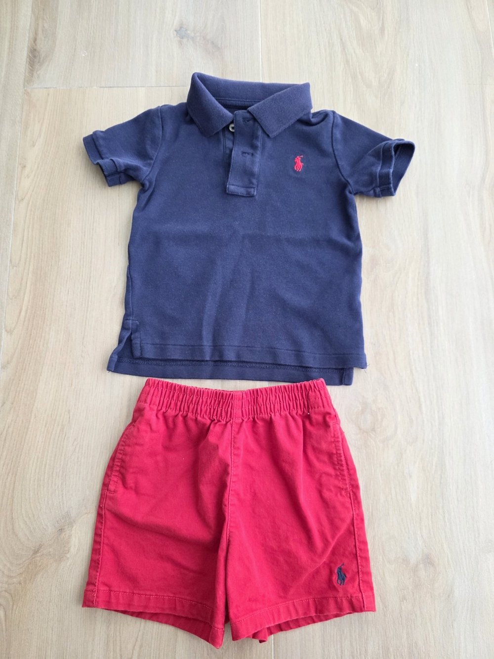 Ralph Lauren Toddler Outfit 18M – Navy Polo Shirt & Red Shorts